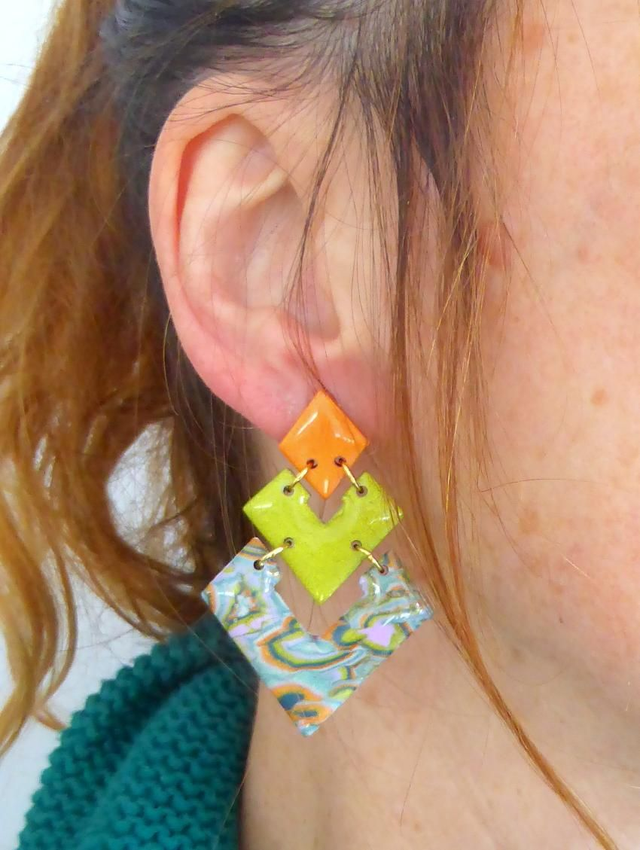 Boucles d'oreilles losanges - Jungle Pop