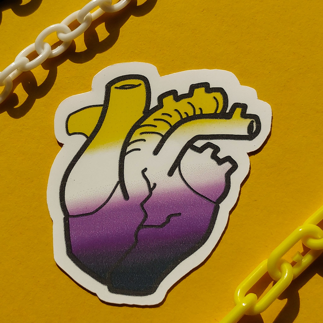 Non Binary  - Real Heart - Sticker - [SKR-NB-RH]