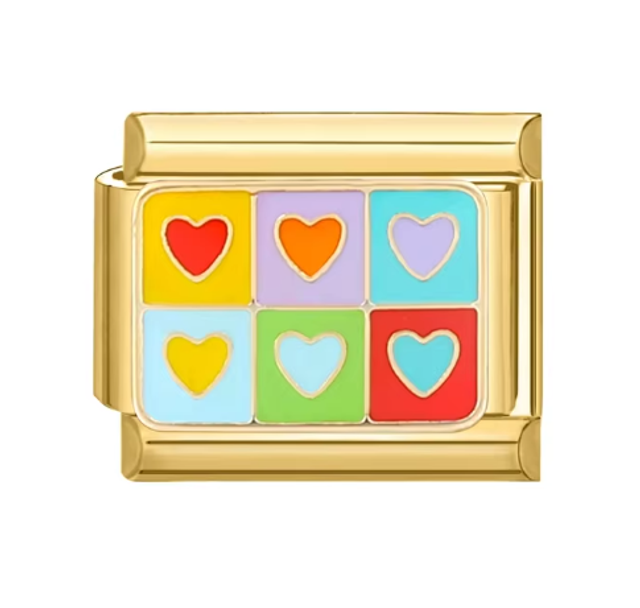 Charm Corazones en Colores Dorado