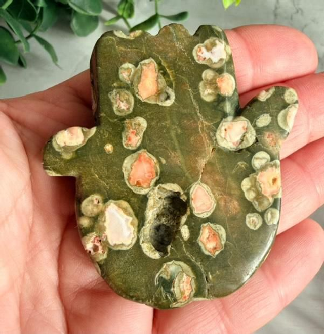 Rainforest Jasper Hamsa Hand