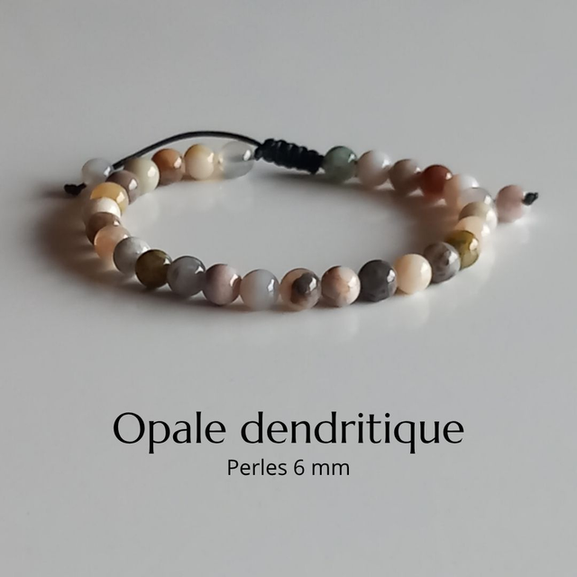 Bracelet ajustable en Opale dendritique