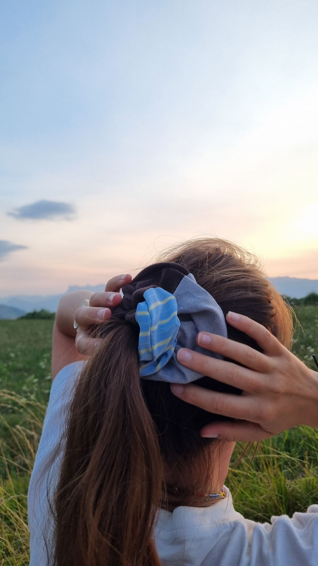 Chouchou chemise marron/bleu