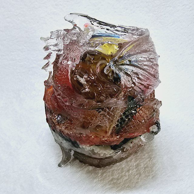 Orgonite  dragon  support bougie fleur de vie