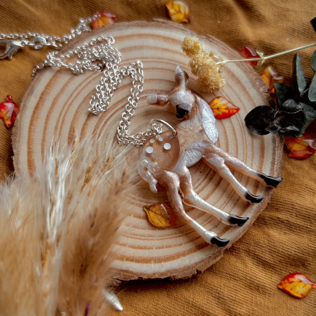 Deer Pendant Necklace - Silver