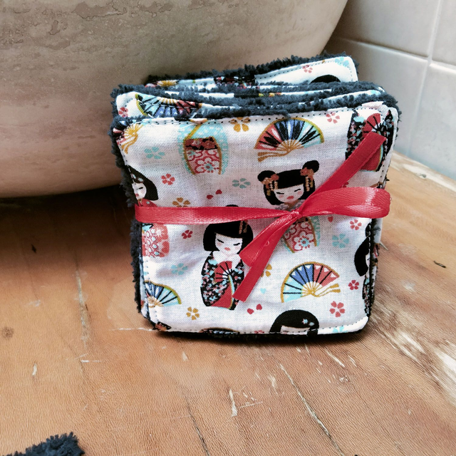 Lingettes lavables geisha dos noir