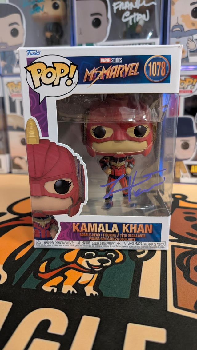 Funko Pop Ms. Marvel Kamala Khan #1078 Iman Vellani Signed With SWAU COA