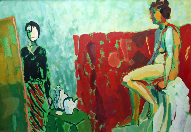 W pracowni, 70x100 olej tektura oprawiony