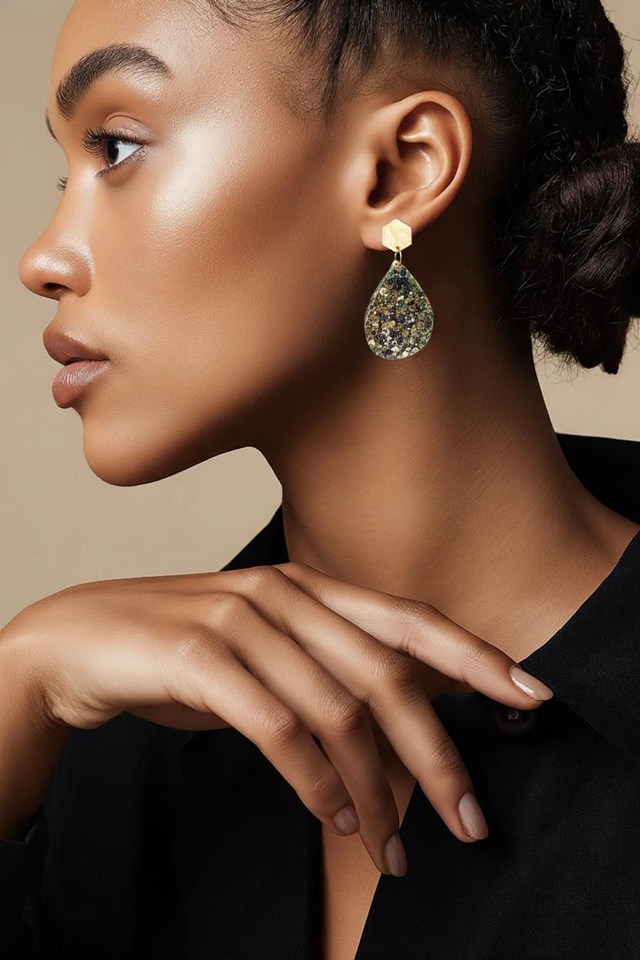 Boucle larmes -Collection Champagne nocturne 