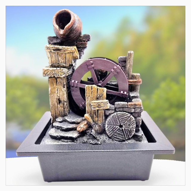 "Moulin d'eau" - Fontaine en résine 29 cm 