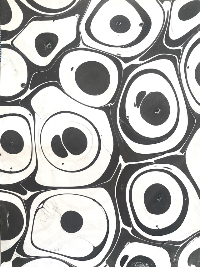 "Monochrome Self" Polka Dot Marbled Paper