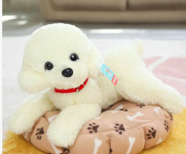 Zachte realistische Teddyhond knuffel (35cm) wit