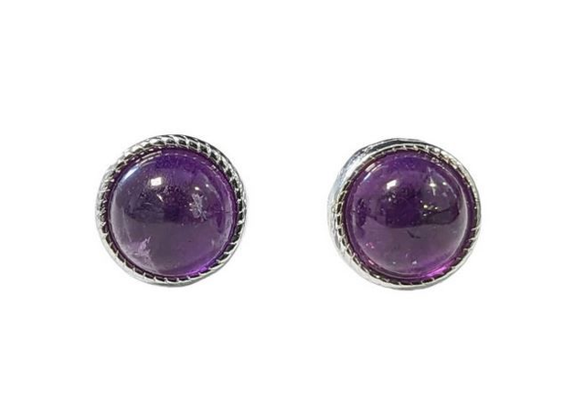 ♡ Boucles d'Oreilles Ovale Améthyste en cuivre blanc ♡