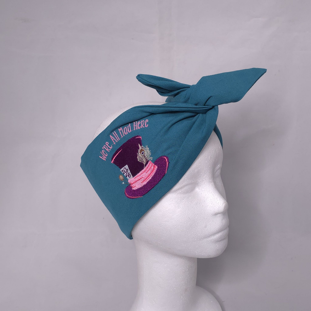 Bandeau retro en tissu - brodé Mad Hatter