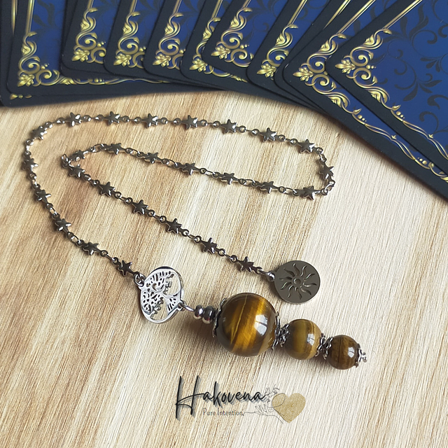 Pendule Sphère Œil De Tigre Arbre De Vie Soleil - 0022PD