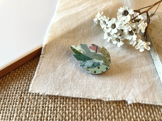 Broche Feuille origami - Couleurs variées