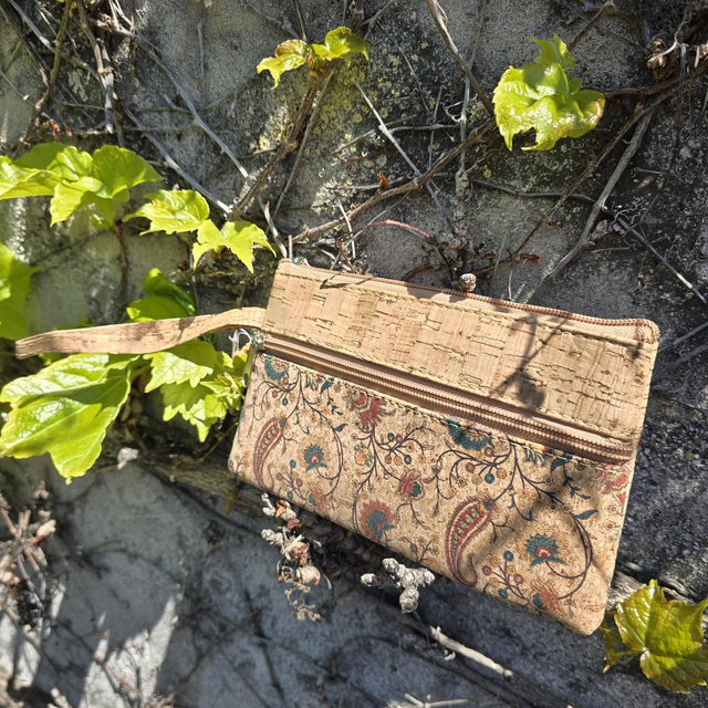 Pochette "Renata" 2 poches en liège naturel et imprimé 