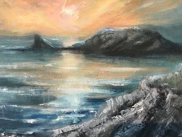 RK37 Worm's Head, Rhossili by Ruth Kirkby, 25 x 20cm Oil