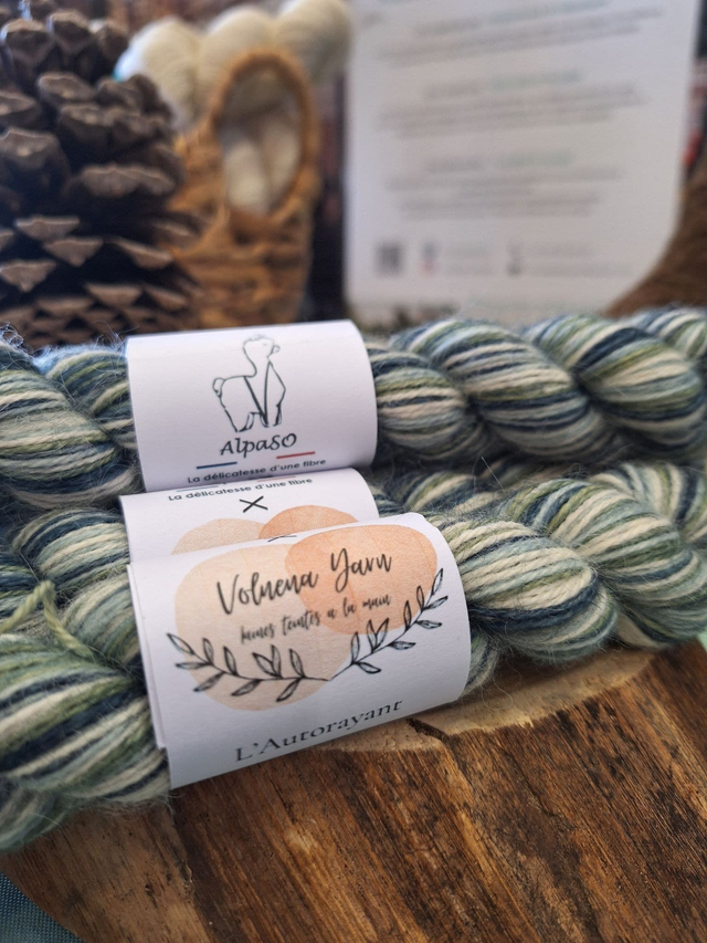 Kit chaussette - Pelote d'alpaga Autorayante Teintées à la Main 50gr + un mini de 25gr