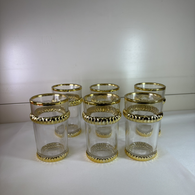 Verre à thé anneaux doré par 6