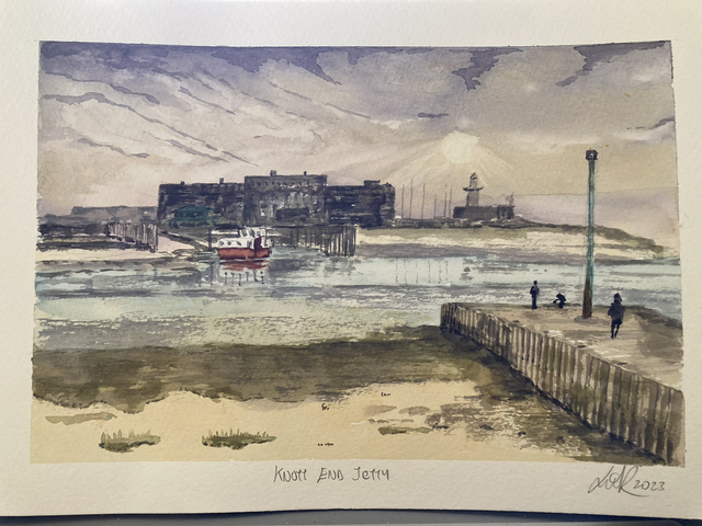 Knott - End Jetty - Original Framed Watercolour  