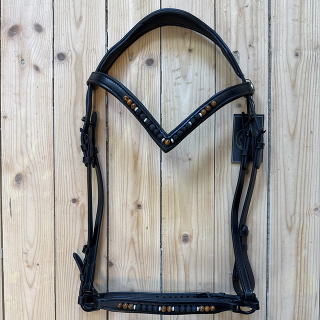 1-teilige Trense Ginnir: Lava, Holz, Kristallglanz