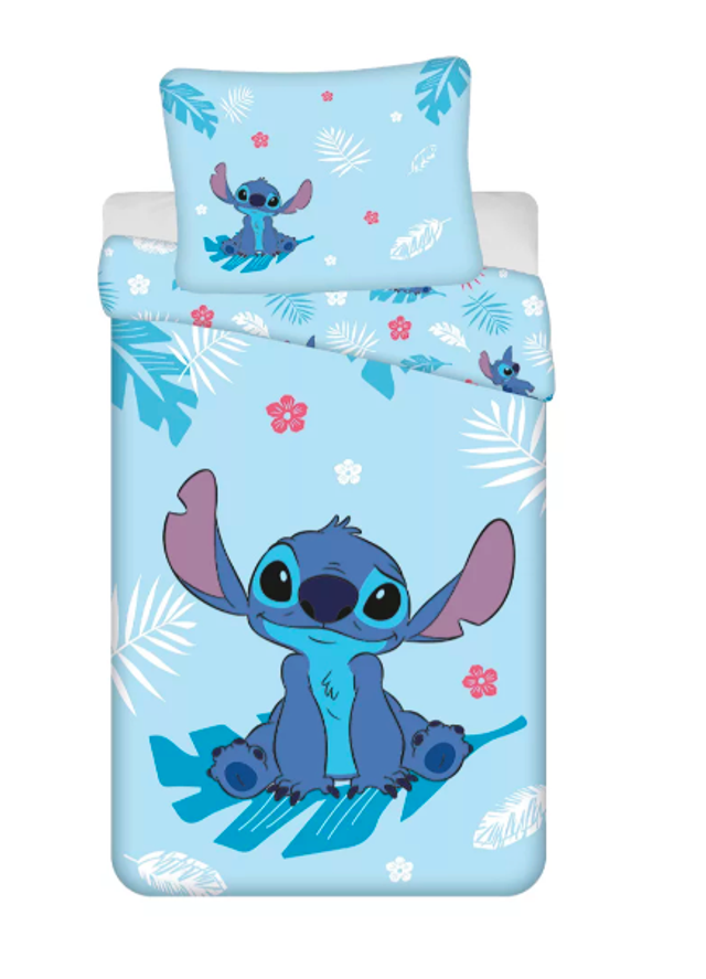 Parure de Lit 100% Coton housse de couette Stitch Réversible 2 pièces 140x200 cm + Taie d&#039;oreiller 70x90 cm