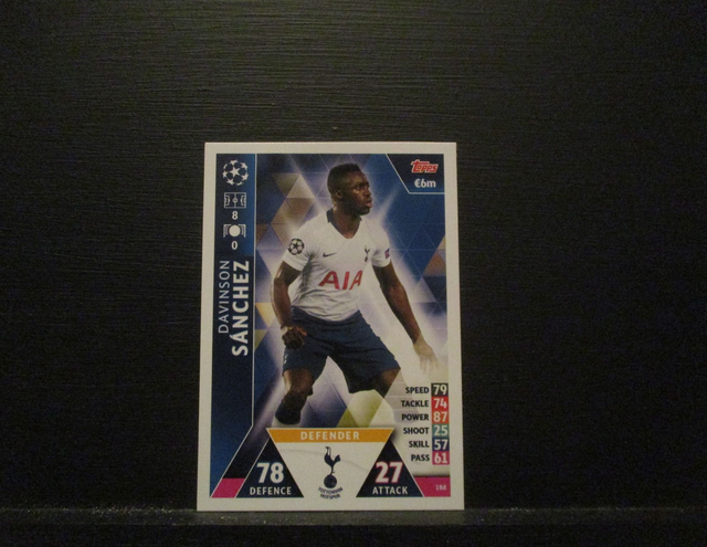 Davinson Sanchez - UEFA Champions League Match Attax 2018/19 Original Trading Card #188