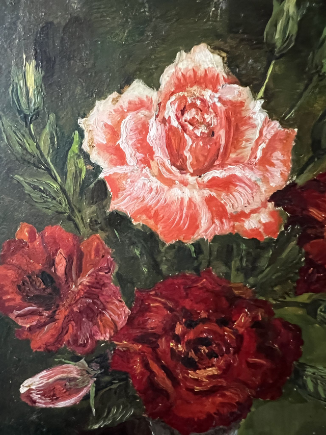 LISIANTHUS - La petite peinture à l'huile sur plaque de bois