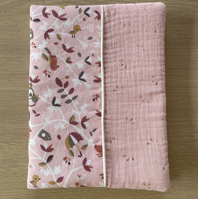 Protège carnet de santé, rose et animaux mignon 