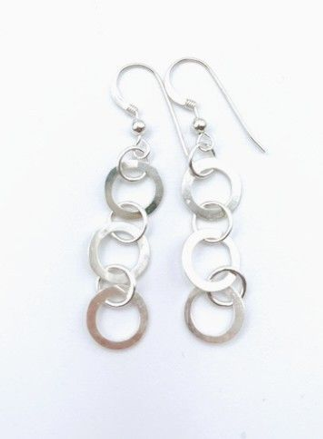 Hammered hoop sterling sIlver drop earrings