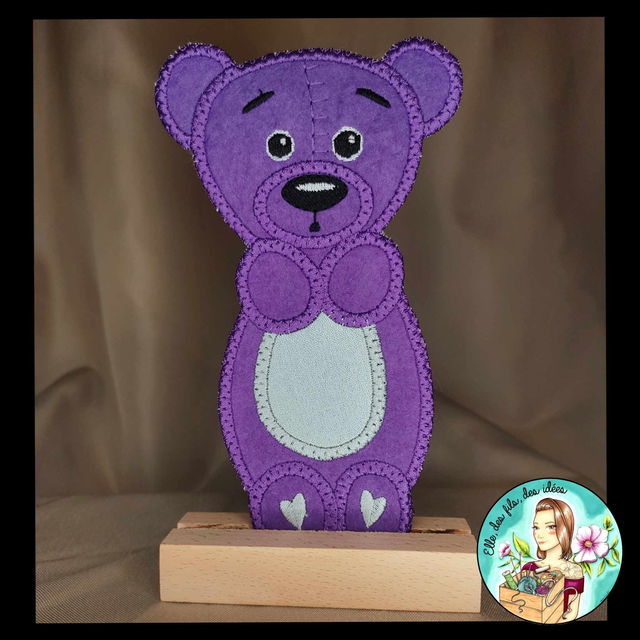 Marque page Ourson violet 