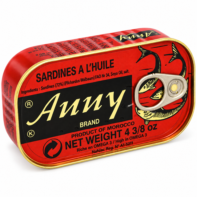 Anny Sardines in Vegetable Oil – Sardinen in Pflanzenöl / Sardines à l’Huile Végétale – 125 g