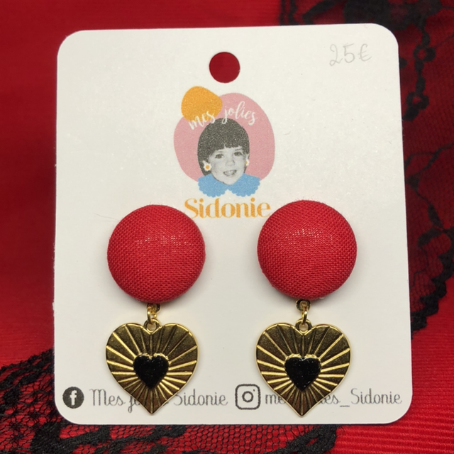 Mini Sidonie rouge breloque coeur noir