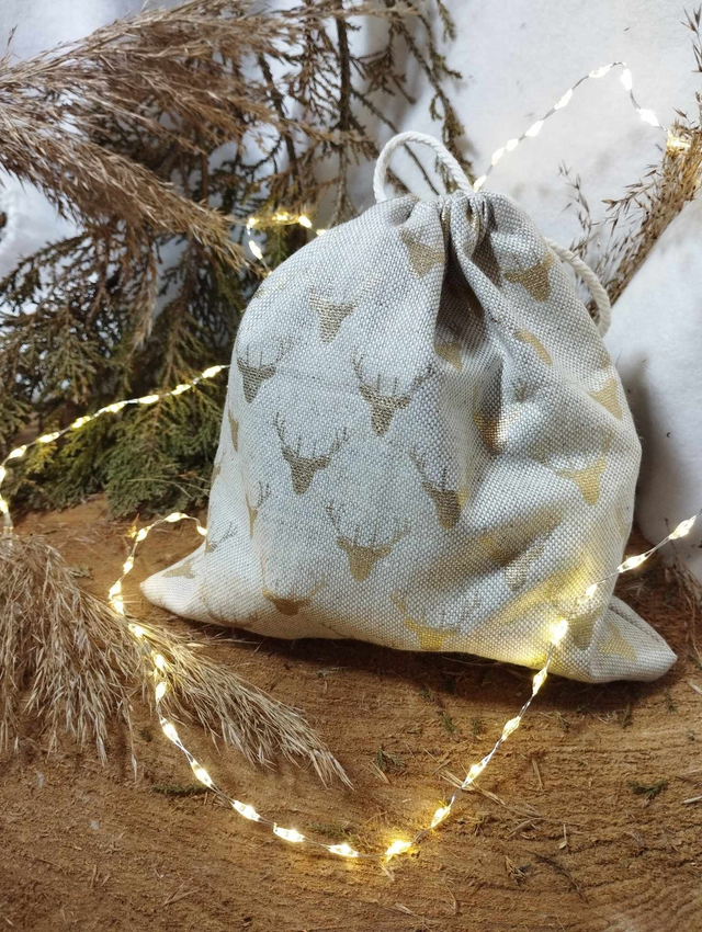 Emballage Cadeau - Pochon - Sac cadeau (motif Cerf doré)