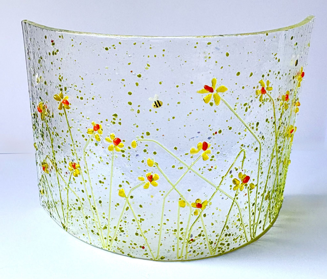 ‘A Touch of Spring’ - Daffodils Curved Fused Glass Scene