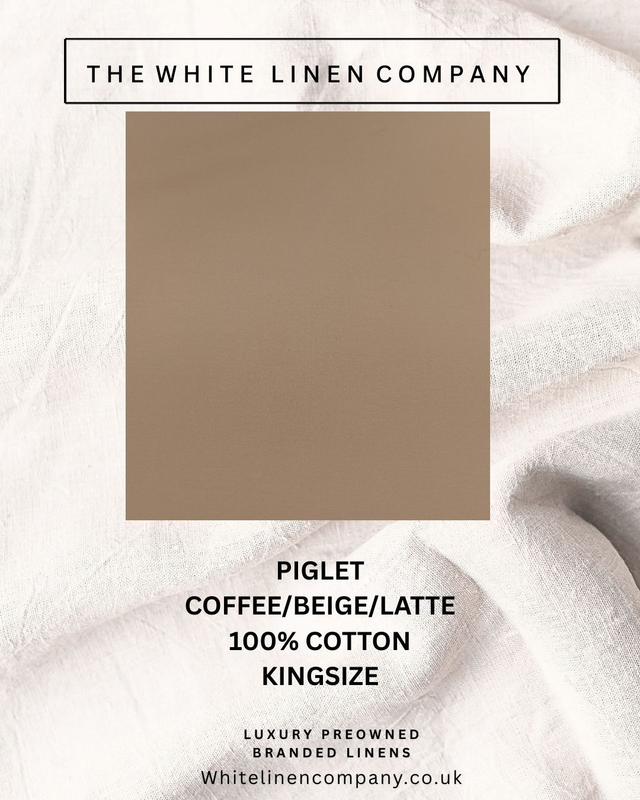 PIGLET IN BED - Beige, Coffee, Latte - KINGSIZE - Superior Cotton - DUVET COVER - 100% Cotton/Linen (1)