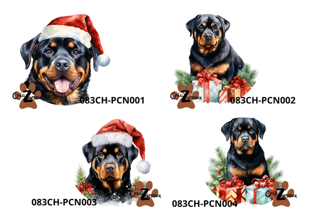 Porte clé Rottweiler modèle Noël