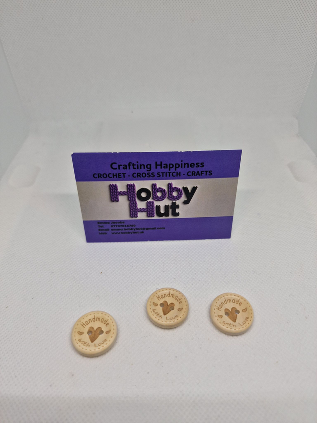 "Handmade With Love" Buttons 2cm