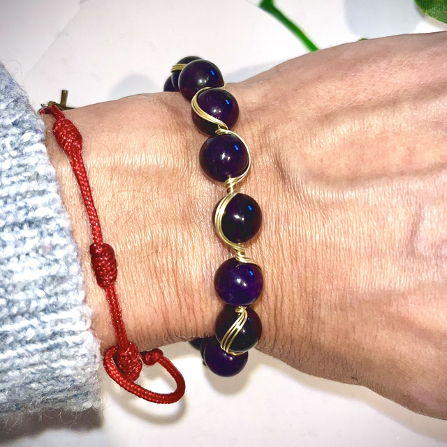 Bracelet améthyste avec chaînette