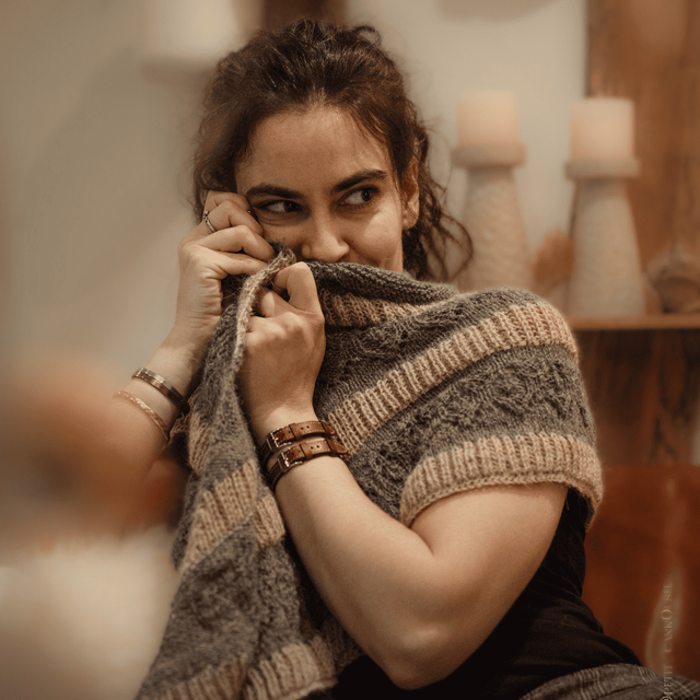 Châle gris foncé/ficelle - collection immuable