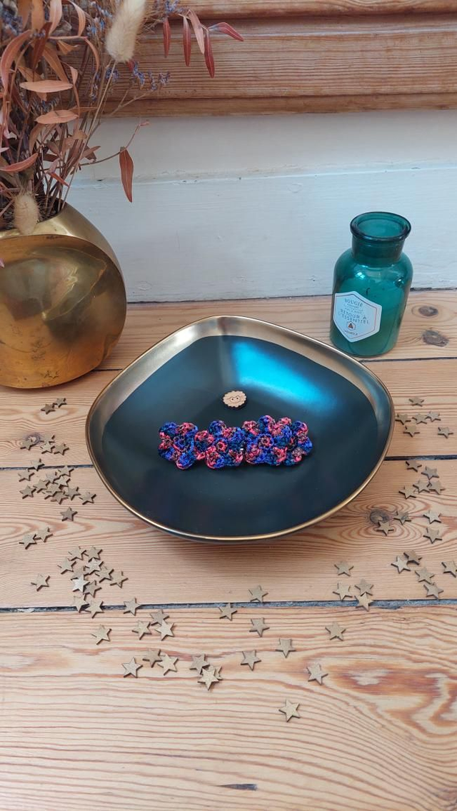 Grande barette clip fleurs rouge et violet