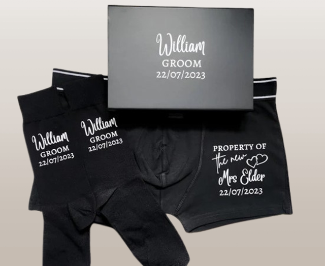 Personalised Groom Boxers and Socks Wedding Day Gift 