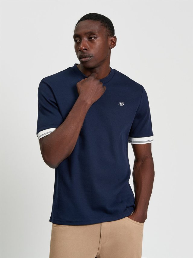 Ben Sherman 1013063 Textured Tipped Tee - Dark Navy