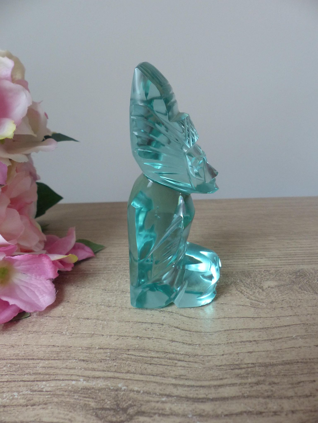 Sculpture Vintage en Verre Poli – Art Inca Maya Aztèque – Figurine de Guerrier ou Dieu – Fabriquée au Mexique – Objet de Collection Rare