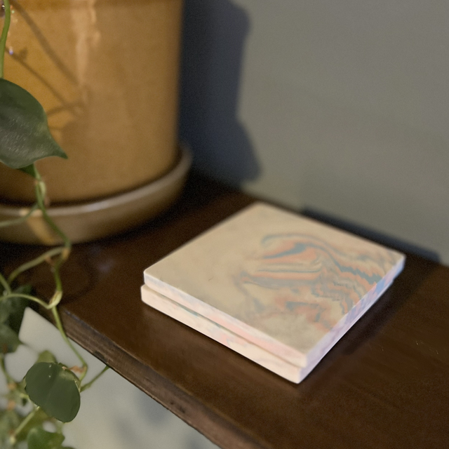 Coasters - square - pale pink and blue 