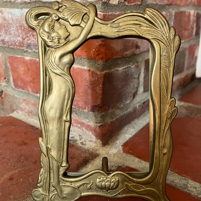 An Original Art Nouveau Period Solid Brass Picture Frame 