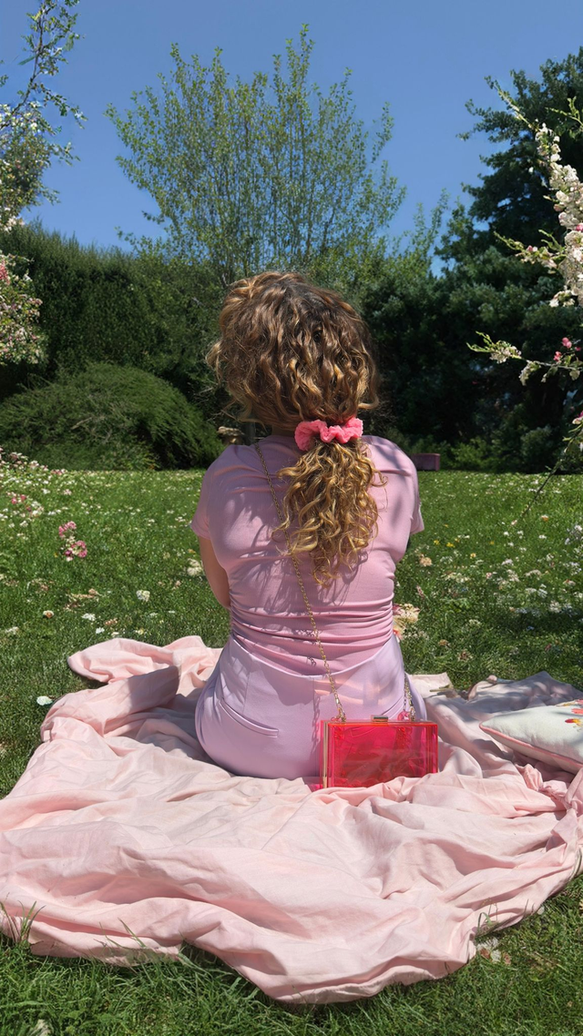 Chouchou tout doux rose fluo