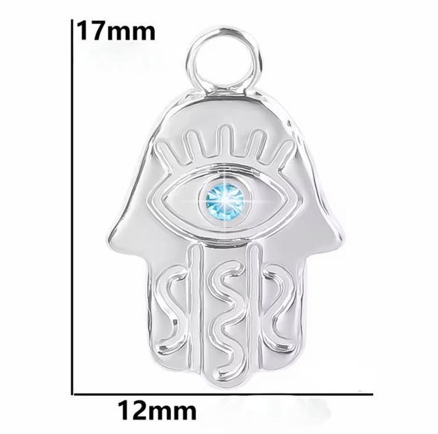 Charm mano di Fatima con zircone celeste 