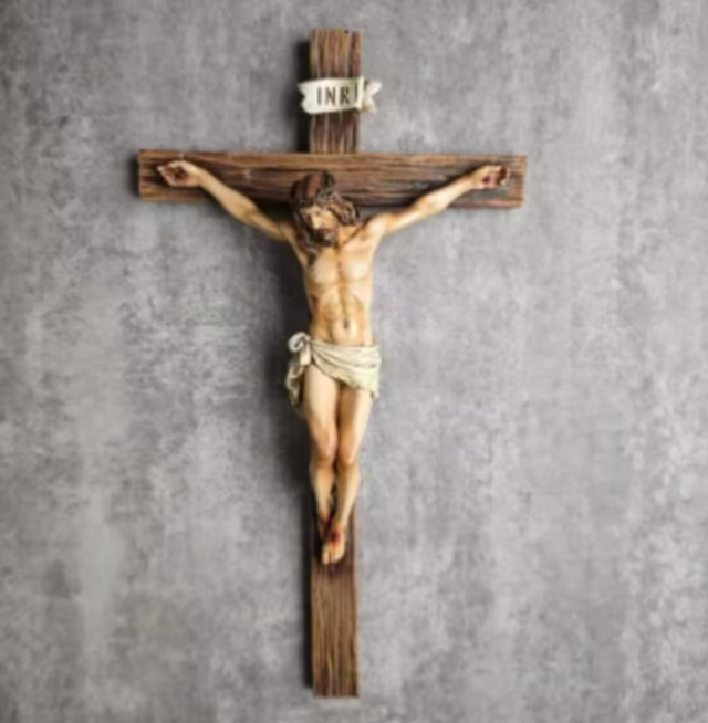 Prachtig kruis beeldje met Jezus voor aan de muur (24.5cm)