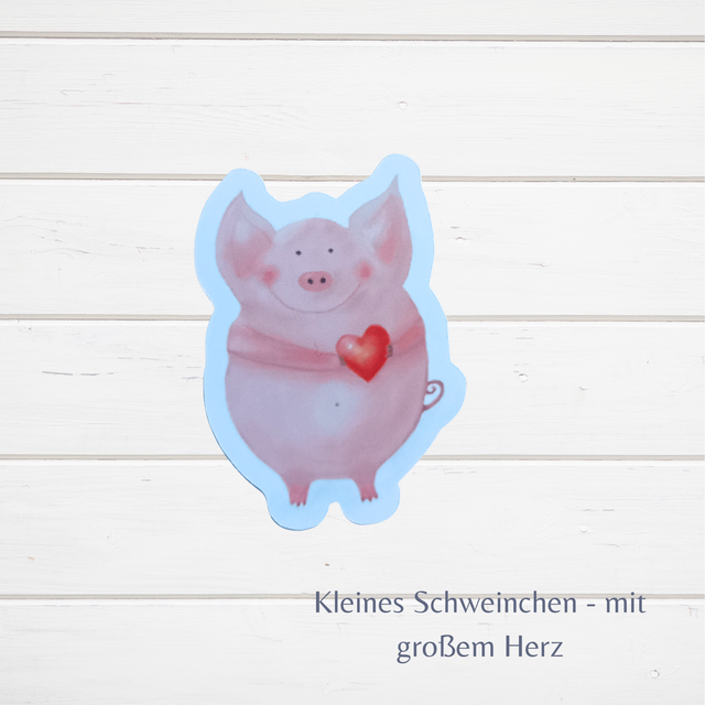 Sticker "Schweinchen mit großem Herz"